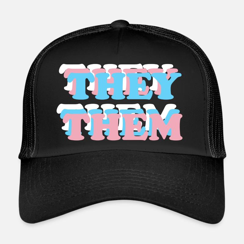 Ils / Eux pronoms trans non-binaires agender LGBT Casquette trucker 