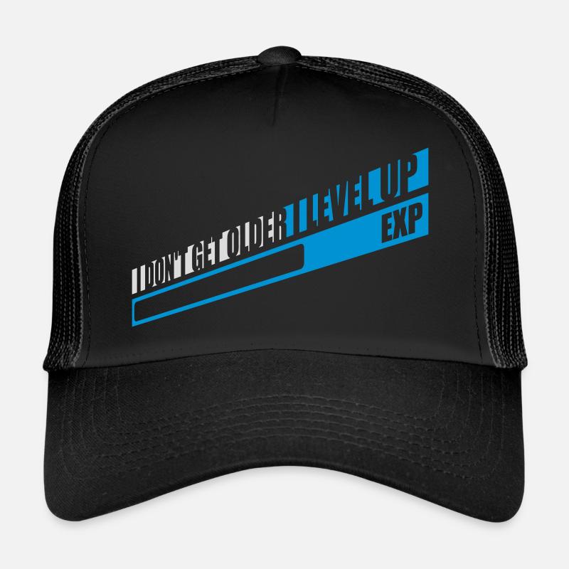 get older level up - Trucker Cap - Schwarz/Schwarz