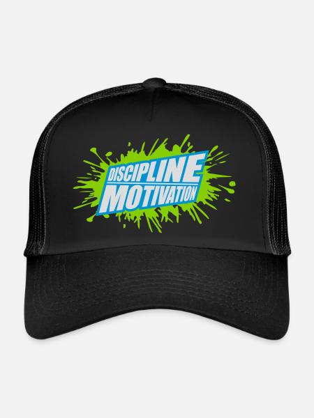 Citation de discipline sur la motivation - Casquette trucker  - noir/noir - Devant