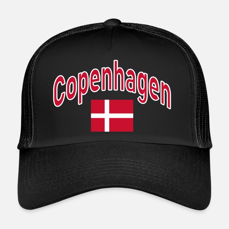 Copenhague Danemark drapeau - Casquette trucker  - noir/noir