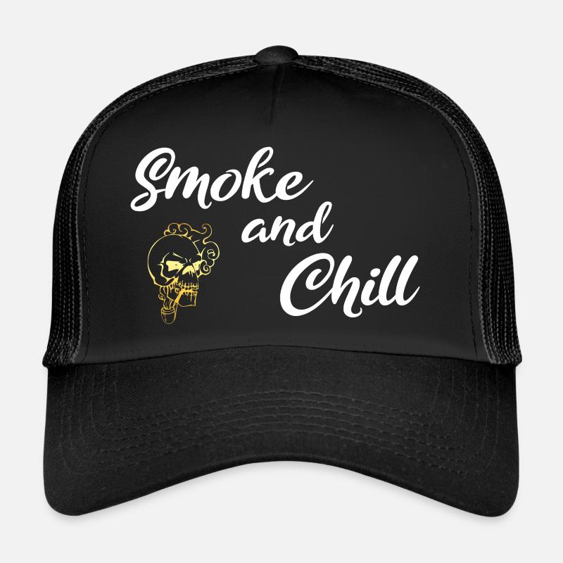Smoke and Chill White Trucker Cap