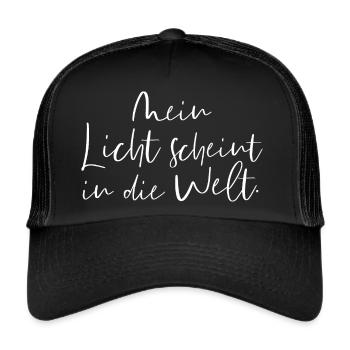 Mein Licht scheint in die Welt - Trucker Cap - Schwarz/Schwarz - Vorne