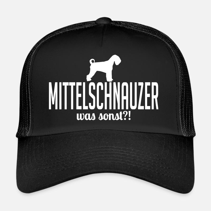 Mittelschnauzer was sonst Hundespruch Hunde - Trucker Cap - Schwarz/Schwarz