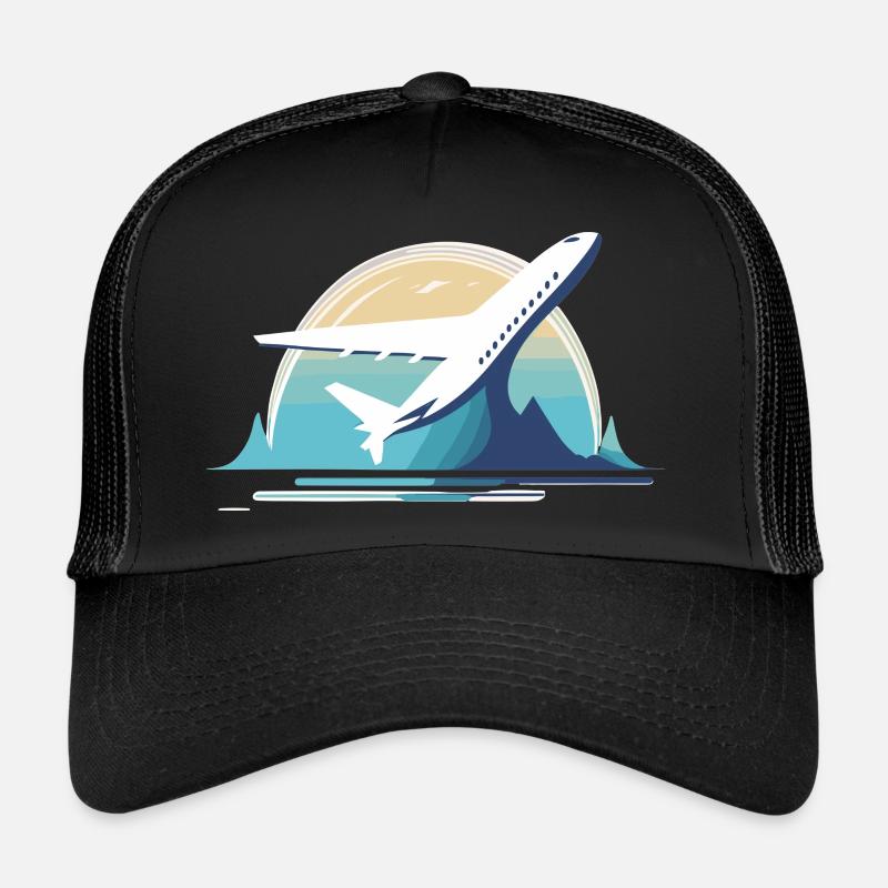 Flugzeug - Trucker Cap - Schwarz/Schwarz
