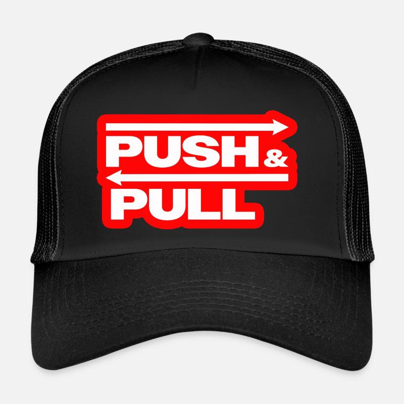 Push and Pull Red Trucker Cap