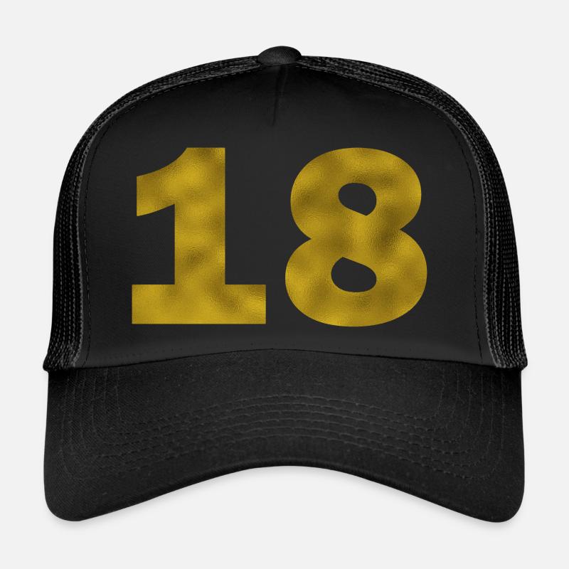 Anniversaire 18 ans - Casquette trucker  - noir/noir