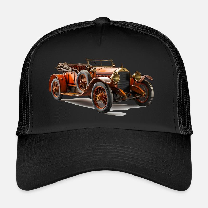 Oldtimer, die Geschichte der Automobilindustrie - Trucker Cap - Schwarz/Schwarz