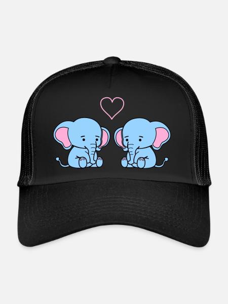 Amour de l’éléphant - Casquette trucker  - noir/noir - Devant