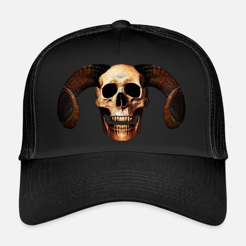 Ram Skull - Trucker Cap - Schwarz/Schwarz