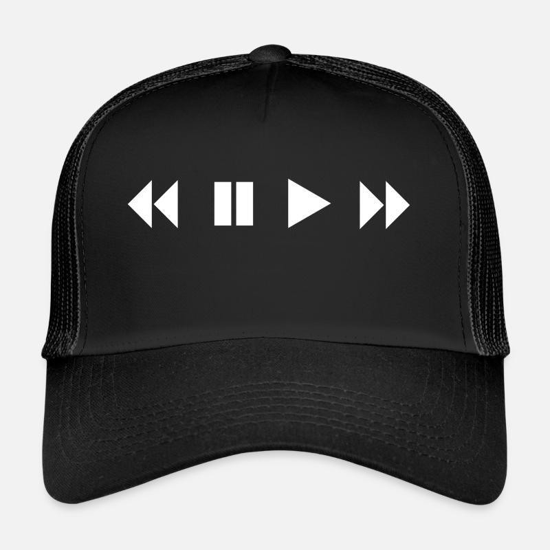 Lecture Pause Forward Rewind - Musique du lecteur CD - Casquette trucker  - noir/noir