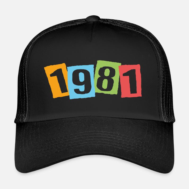 Né en 1981 – Anniversaire avec de grands numéros colorés Casquette trucker 