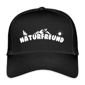Naturfreund Natur Wald Berge Wandern - Trucker Cap - Schwarz/Schwarz - Vorne