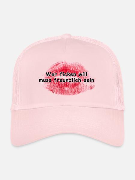 Wer ficken will muss freundlich sein - Trucker Cap - Hellrosa - Vorne