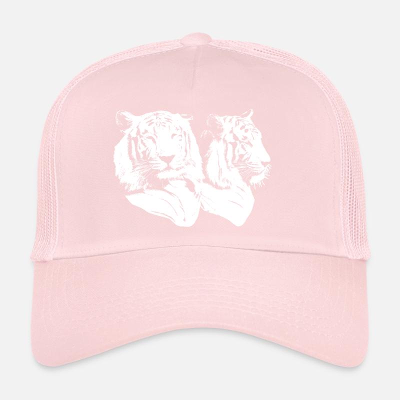 Structure de tête de tigre, avant, côté, blanc Casquette trucker 
