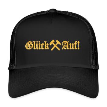 Glück Auf!! | Gold Edition - Trucker Cap - Schwarz/Schwarz - Vorne