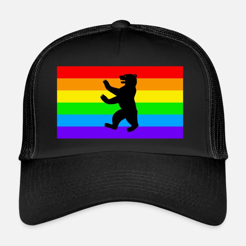 Ours de Berlin / Q LGBT / Drapeau arc-en-ciel Casquette trucker 