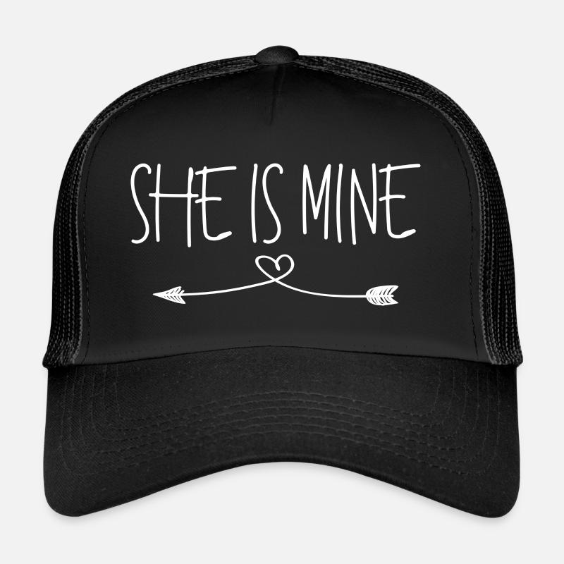 Partnershirts - She is mine - weiß - Trucker Cap - Schwarz/Schwarz