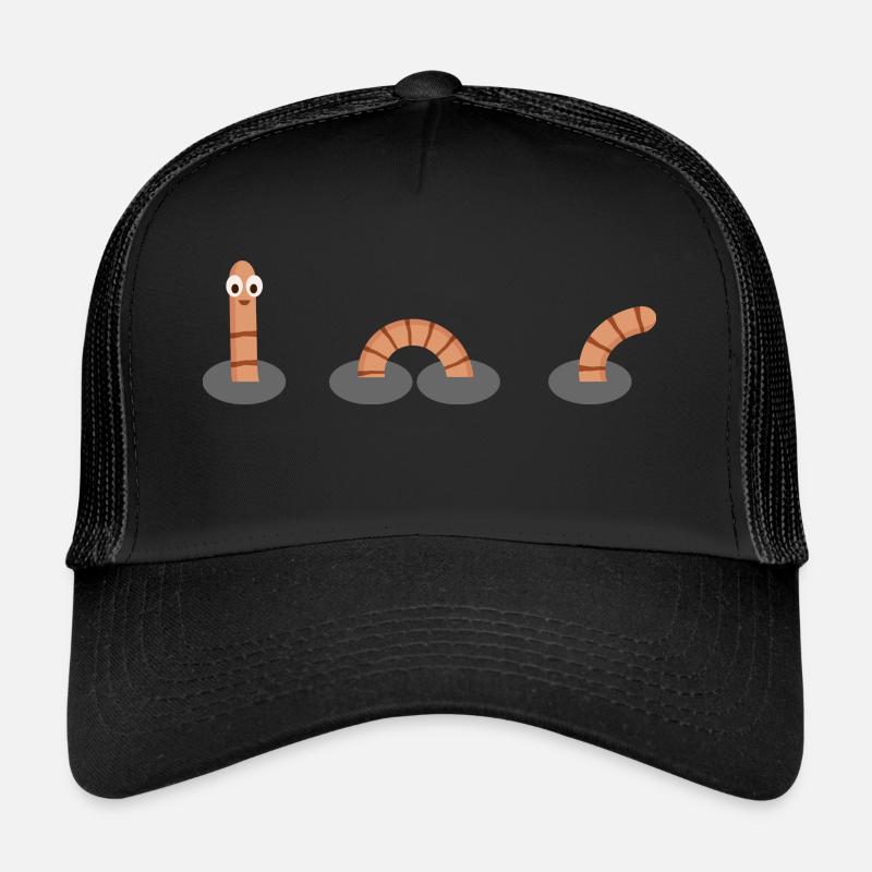 Wurm im Erdreich (Stripes-Edition) - Trucker Cap - Schwarz/Schwarz