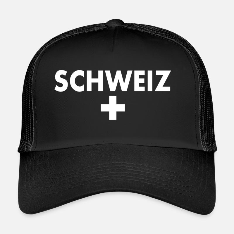 Schweiz - Trucker Cap - Schwarz/Schwarz