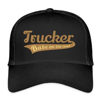 Trucker Babe on the road Truckerin LKW Fahrerin - Trucker Cap - Schwarz/Schwarz - Vorne