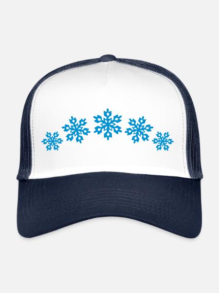 Snow crystal, Snowflake, 5, Winter sports, winner, - Trucker Cap - white/navy - Front