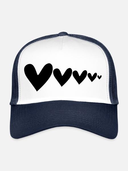 Des cœurs grands à petits - Casquette trucker  - blanc/marine - Devant