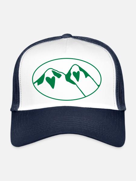 LOVE HEART montagnes ovales cachées - Casquette trucker  - blanc/marine - Devant