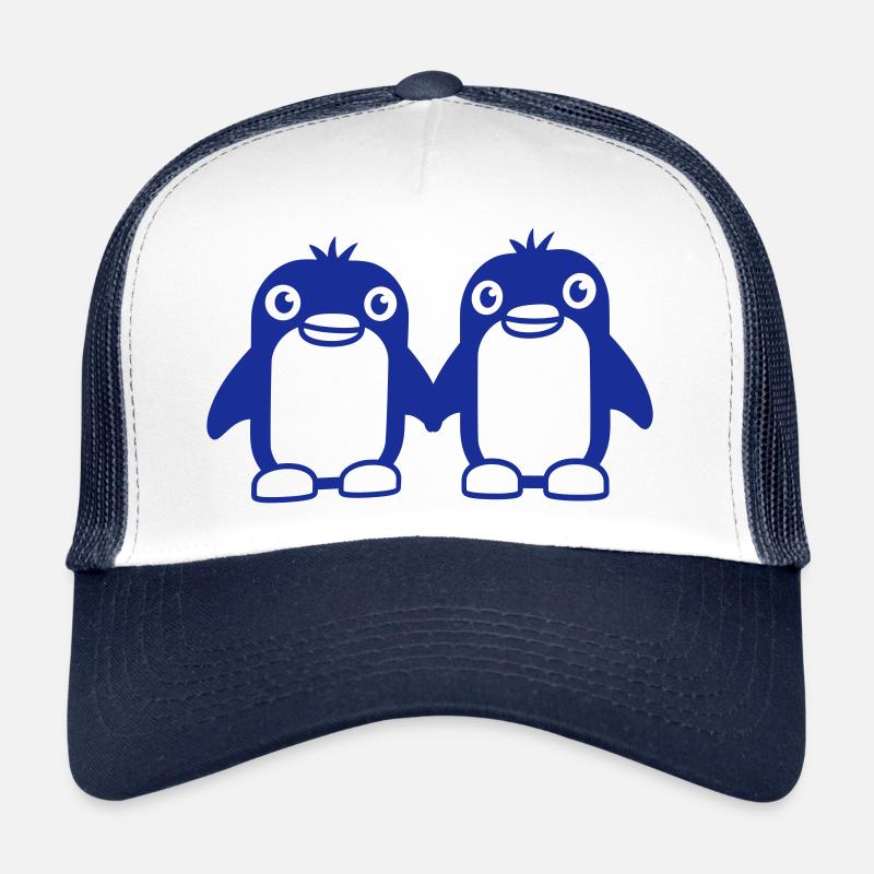 2 Pinguine Pärchen Händchen haltenverliebt Freunde Trucker Cap