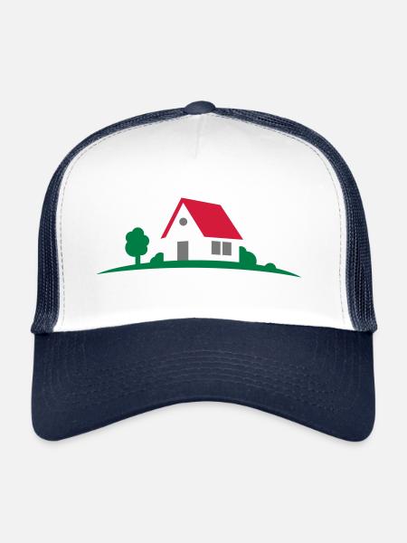 house - Trucker Cap - white/navy - Front