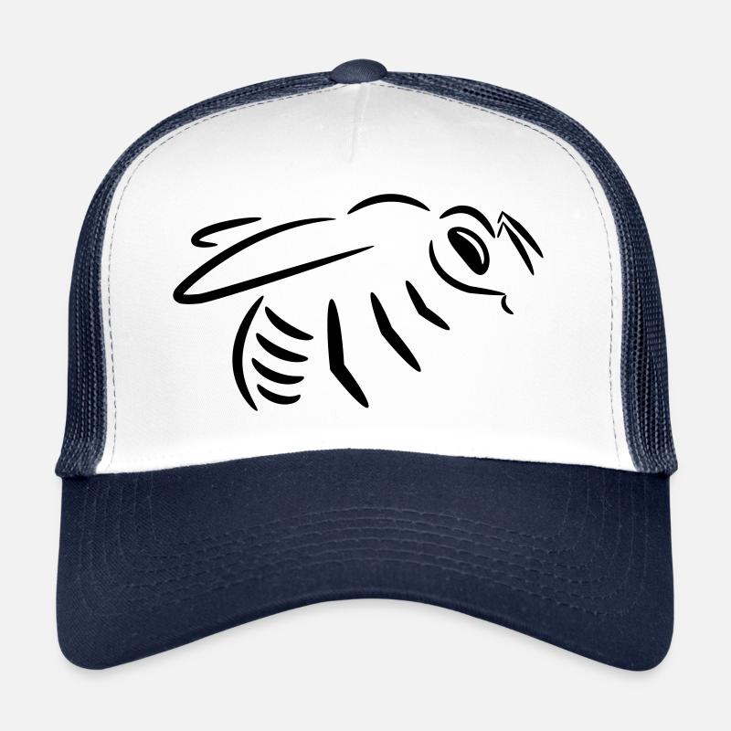 Biene Zeichnung (Strichzeichnung) - Trucker Cap - Weiß/Navy