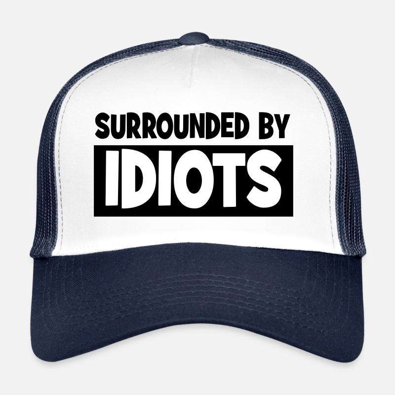 Umgeben von Idioten - Trucker Cap - Weiß/Navy