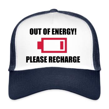Out of Energy Lustiges geschenk energie lustig - Trucker Cap - Weiß/Navy - Vorne