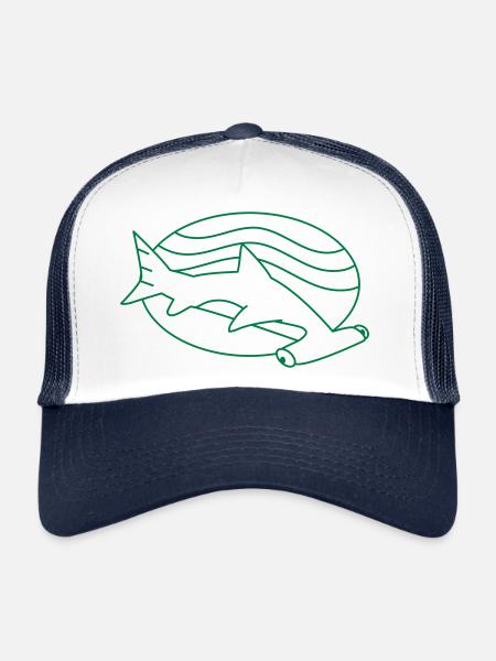 hammerhead in the ocean waves - Trucker Cap - white/navy - Front