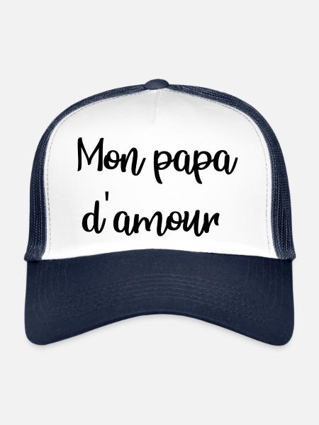 Papa d amour 2 - Casquette trucker  - blanc/marine - Devant