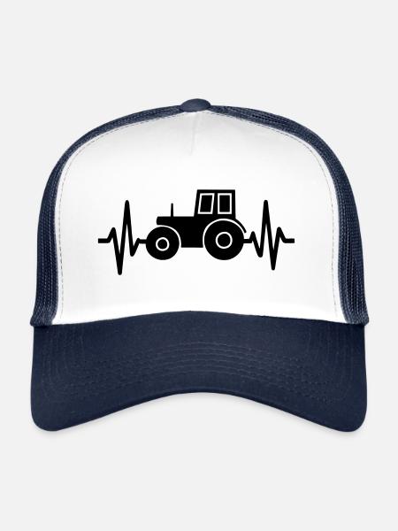 Battements de cœur de l’agriculteur - Casquette trucker  - blanc/marine - Devant