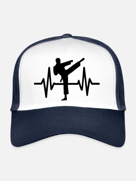 Karaté Battement de cœur - Casquette trucker  - blanc/marine - Devant