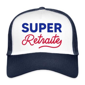Super retraité - cadeau départ a la retraite - Casquette trucker  - blanc/marine - Devant