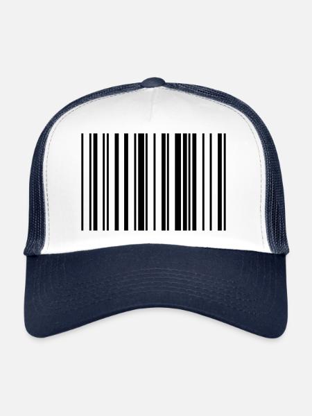 Bande de code à barres rayée - Casquette trucker - blanc/marine
