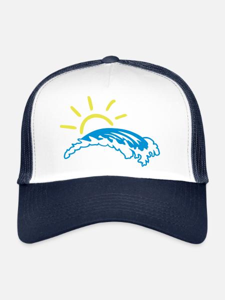 Vague et soleil - Mer - Casquette trucker  - blanc/marine - Devant