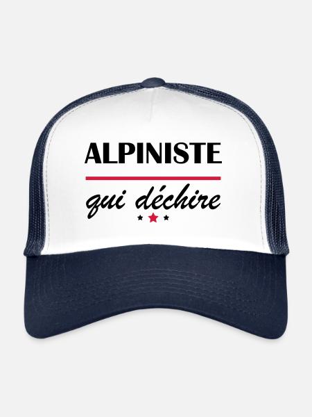 Alpiniste qui déchire, fête des pères, cadeau noël - Casquette trucker  - blanc/marine - Devant