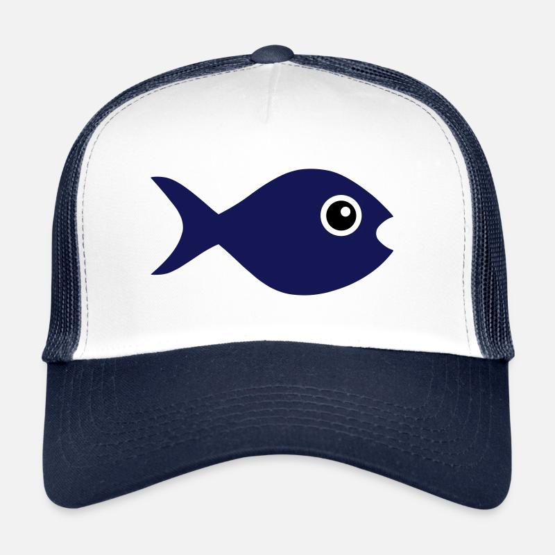 ★ Design colors changeable ★ Fish with googly eyes - Trucker Cap - white/navy