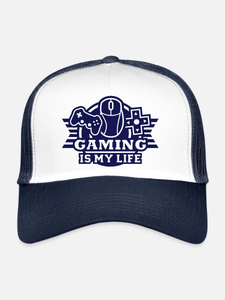 Gaming (is my Life) - Trucker Cap - white/navy - Front