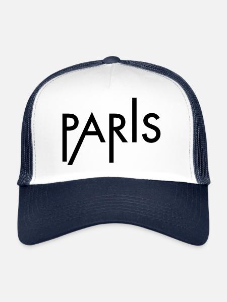 Cadeau Paris design moderne France - Casquette trucker  - blanc/marine - Devant