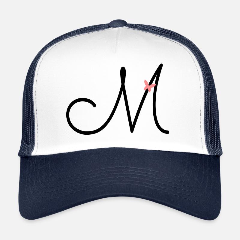 Letter M Initial letter Butterfly Trucker Cap