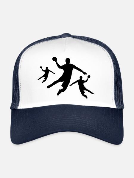 Trois joueurs de handball - Casquette trucker  - blanc/marine - Devant