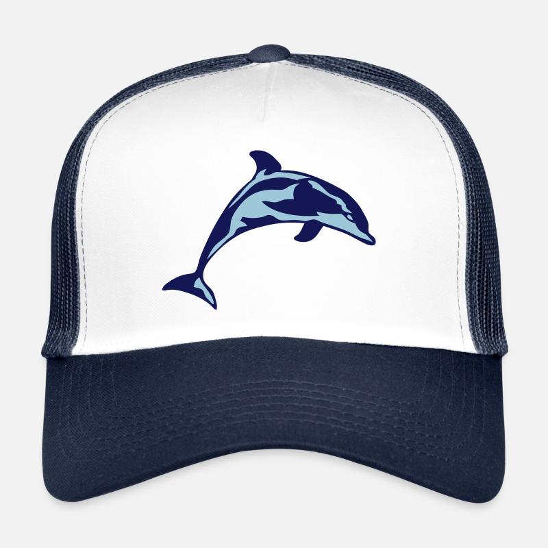 dolphin dolphin marine animal 306 - Trucker Cap - white/navy