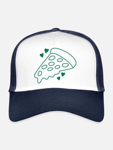 pepperoni slice with love hearts - Trucker Cap - white/navy - Front
