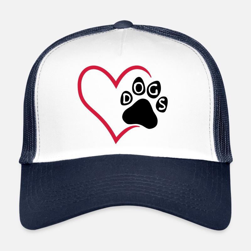 Hundepfote im Herz - I love dogs - Trucker Cap - Weiß/Navy