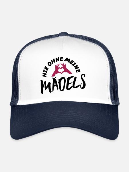 Never without my girls' heart hand - Trucker Cap - white/navy - Front