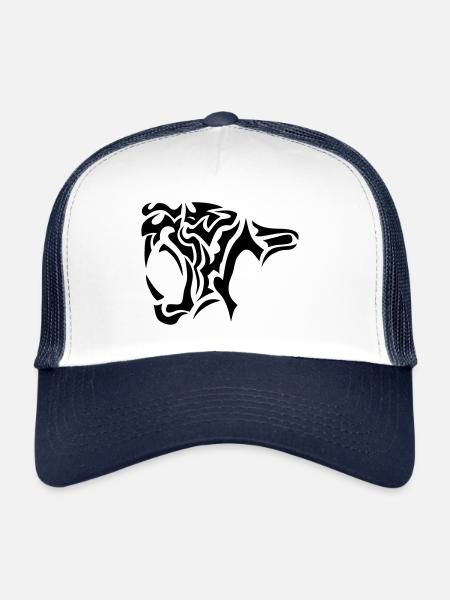 tigre tribal 402 - Casquette trucker  - blanc/marine - Devant